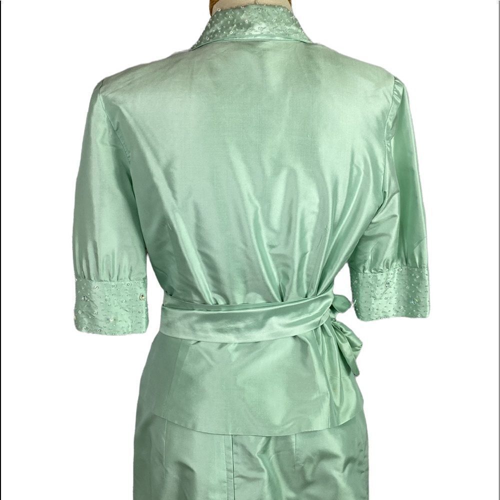 Vintage Marisa Baratelli Thai Silk Beaded Wrap Blouse Maxi Skirt Set Mint Size 6 - Picture 3 of 15
